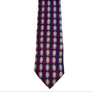 Bill Blass Red Blue Yellow White Silk Tie